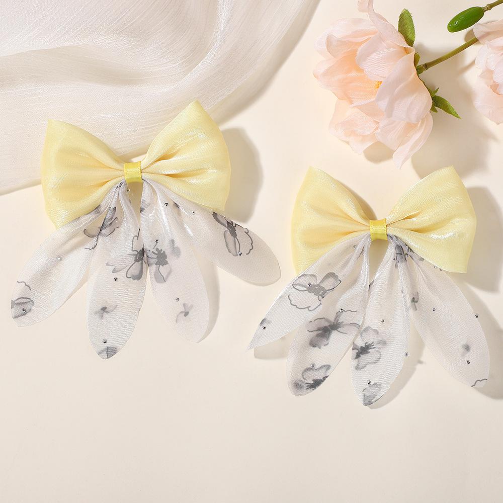 8PCS Fashionable Mesh Children Bow Hair Clip Double Layered Hair Accessory with Bangs and Headband Sweet Hair Clip Accessories