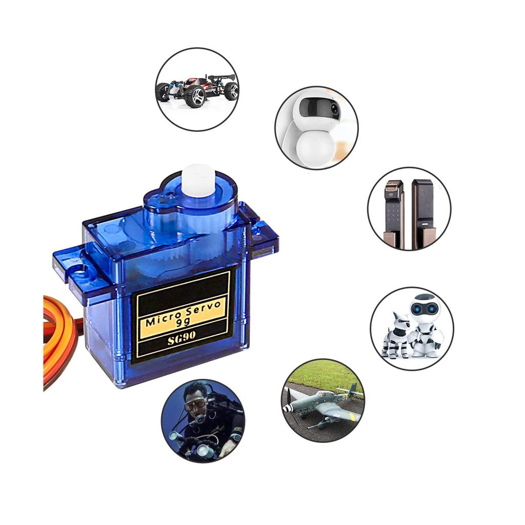 ALMOCN 8Pcs SG90 9G Micro Servo Motor Kit for Mini RC Robot Arm Helicopter Airplane Car Boat Control Projects