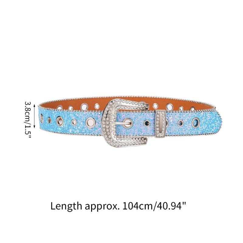 Adjust Pin Buckle Diamond Waist Belt Adult Western Full Sequin Adjustable Belt