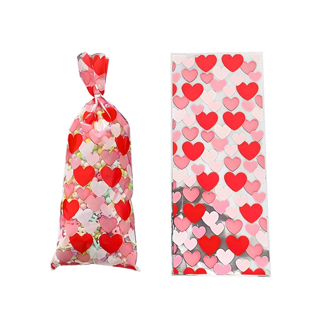 Pungă plată OPP pentru bomboane Pungă cadou de Ziua Îndrăgostiților Pungă cu imprimare în culori cu temă de dragoste Pungă ambalaj gustări 50 buc
