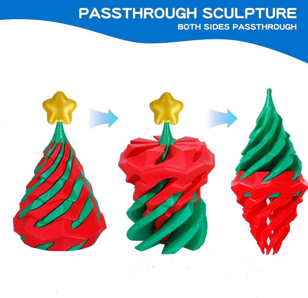 1-10PCS 3D Printed Spiral Christmas Tree Ornament Dual Color Swirl Cone Stress Relief Toy Creative Xmas Decor Kids Gift Home