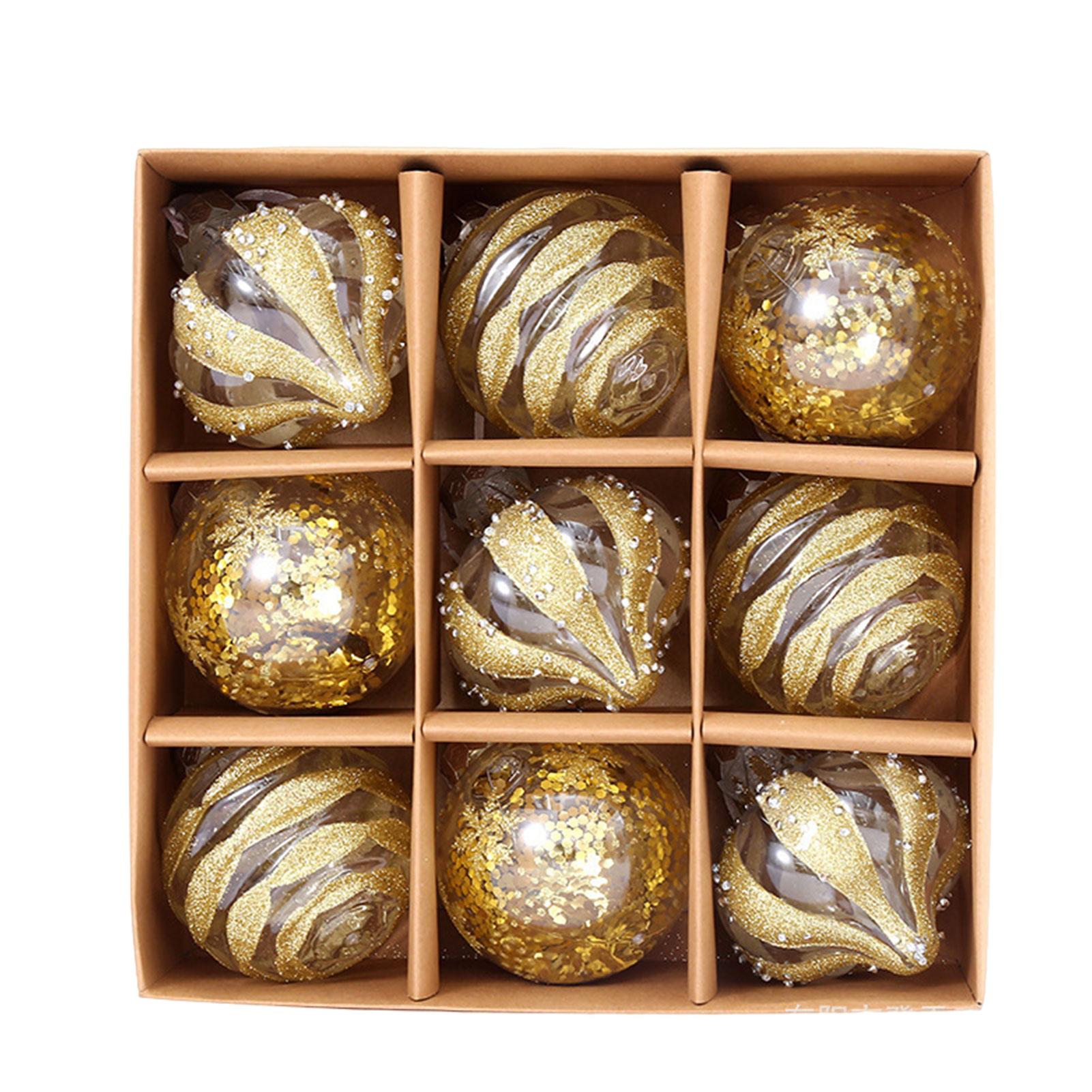 

Набор из 9 элегантных рождественских безделушек для праздничного домашнего декора, украшения на рождественскую елку золотой