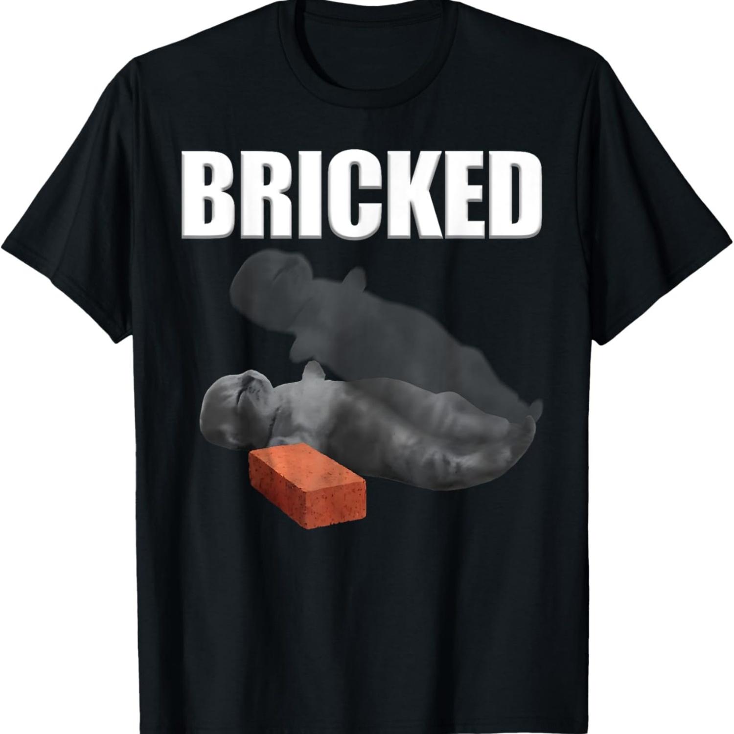 Bricked Funny Cat Knocked Out Silly Cat Meme Stupid Brainrot T-Shirt S