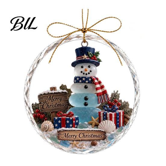 Seasonal Gift for Friends Christmas Acrylic Hanging Pendant Holiday Tree Decoration, 2D Flat Ocean Theme Ornament Elegant Decoration Home Party Decor,