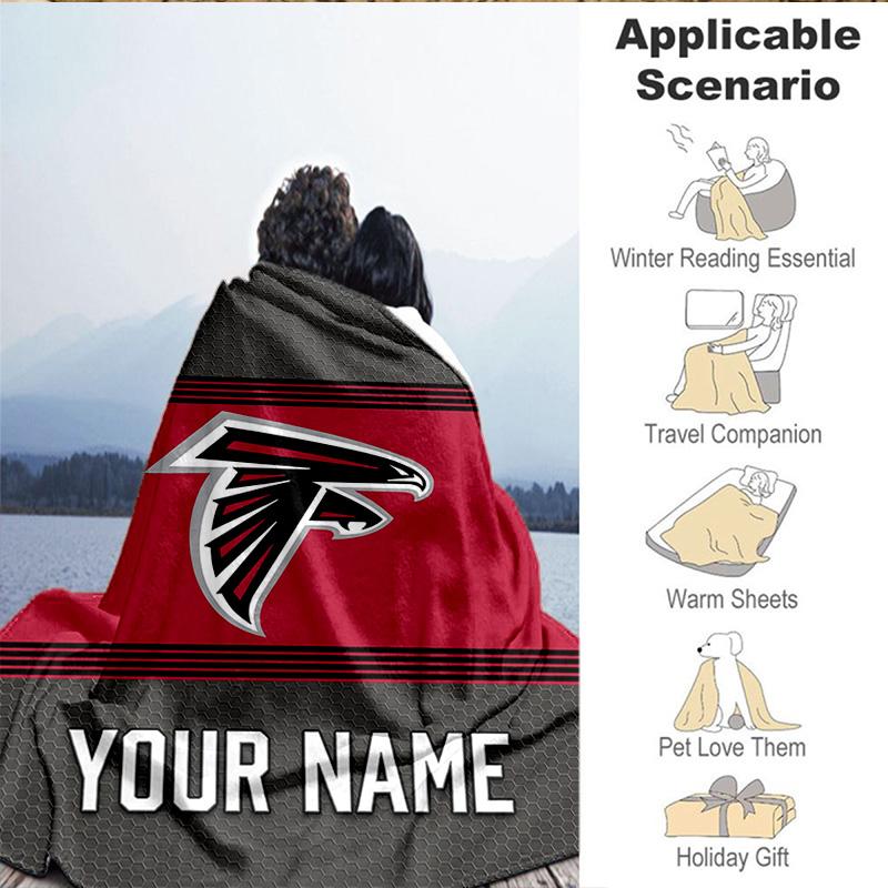 1PC Custom Name Blanket Atlanta-Falcons Rise Up Flannel blankets Patterns Throw Blanket All-Season Soft Gift for Couch, Bed, Camping, Birthday gifts
