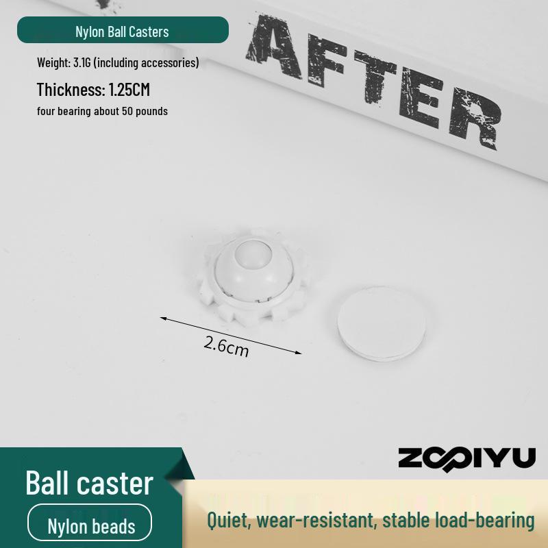 Universal Adhesive Caster Wheels, Silent, Wear-Resistant, Punch-Free Ball Bearings, Thickened Base for Household Use