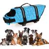Dog Life Jacket Blue Bone Pattern Reflective Pet Dog Lifesaver Flotation Vest for Boating Swimming M Size