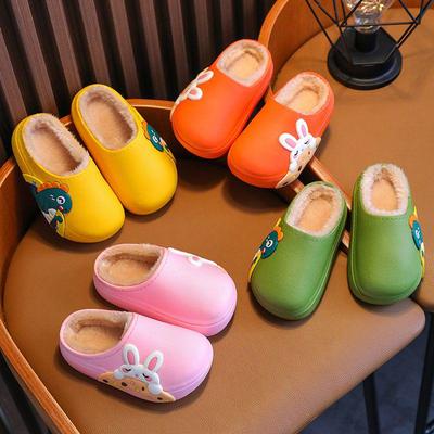 2023 Cotton Slippers: Children's Plush Winter Non-slip Waterproof Parent-Child Outdoor Furry Shoes