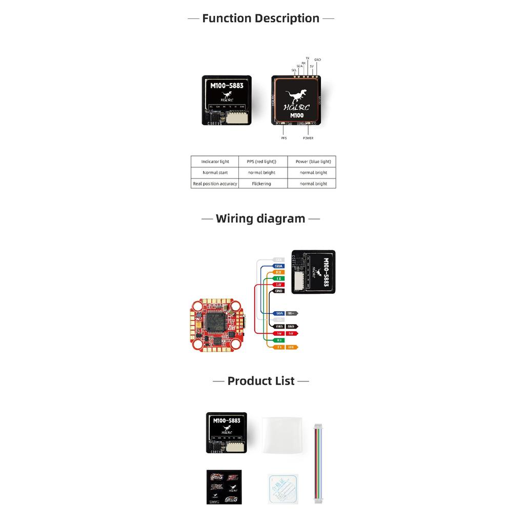 HGLRC M100-5883 M10 GPS with Compass Ceramic Antenna on-board LED Indicators 21x21mm for RC Airplane FPV Fixed-wing UAV