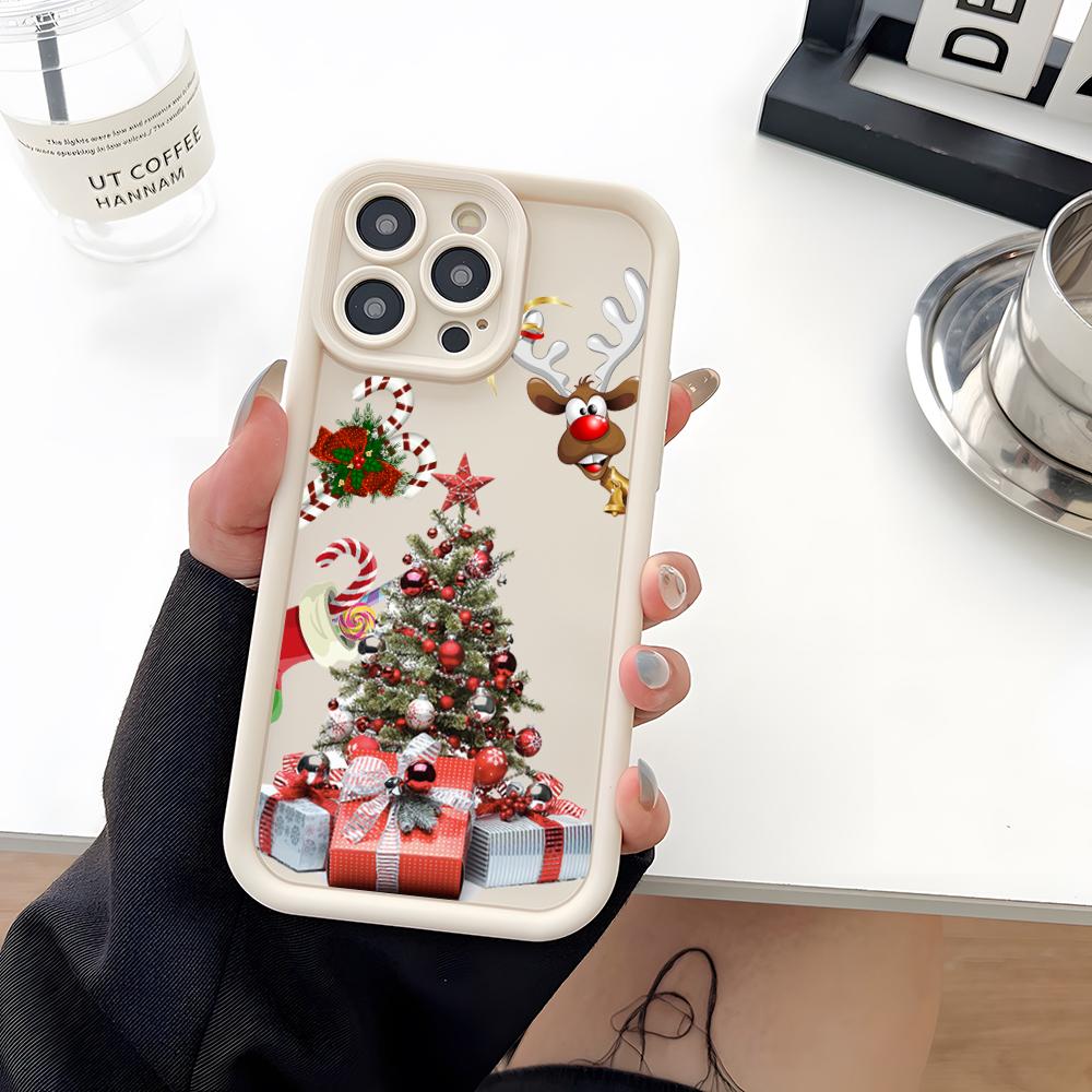 Coque de téléphone Père Noël Arbre de Noël Silicone Souple Pour IPhone 17 16 15 14 13 12 Mini 11 Pro Max Plus Protection Objectif Caméra Cov