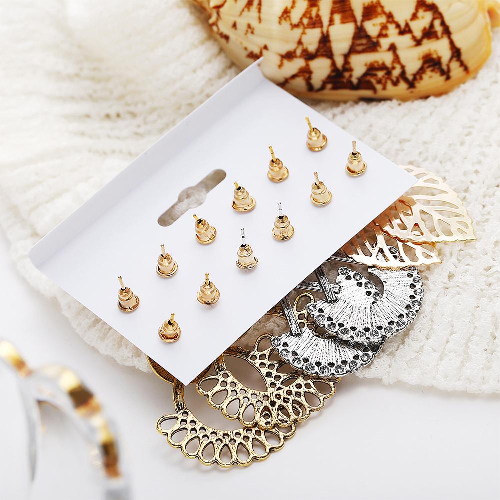 6pcs/set Unique Flower Leaf Shape Ear Stud Set