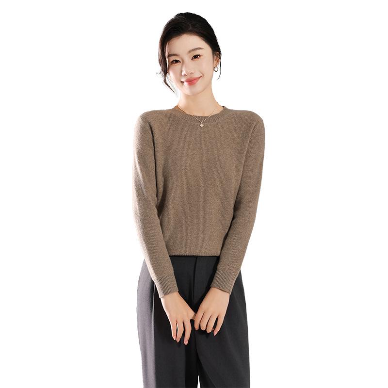 2024 Autumn/Winter Women's Wool Knit Long Sleeve Round Neck Sweater Pullover