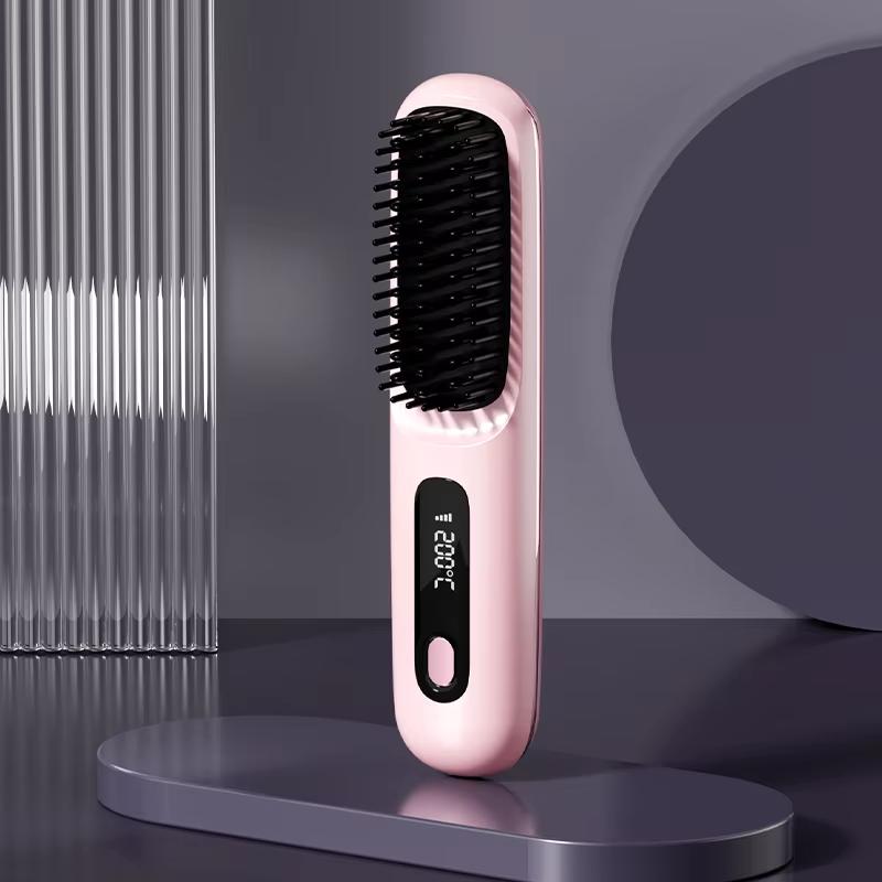 Anti-Static Hair Straightener Brush with Conditioning Function Portable Straightening Comb for Healthy-Looking Hair