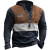 Men's Outdoor Polar Fleece Henley Collar Tactical Men's Sweatshirt Casual Sweatshirt