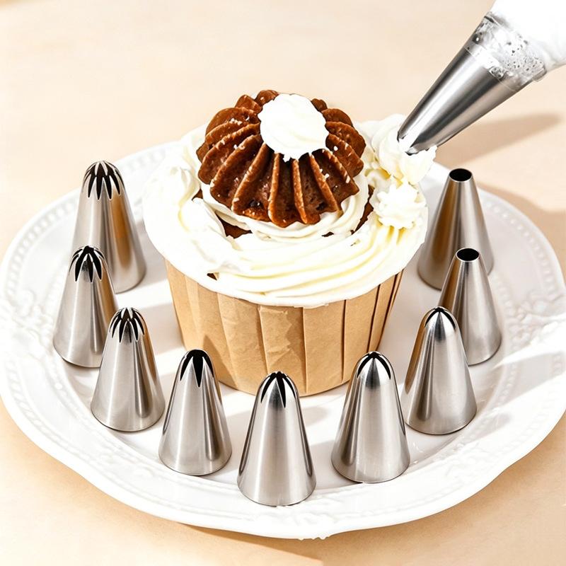2D Icing Piping Tips Stainless Steel Pastry Nozzle Set for Cupcake Cake Decorating Home Baking Bakery Professional Use