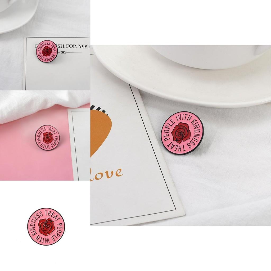 Cartoon Creative Alloy Brooch With Simple Letter Design And Beautiful Rose Pin