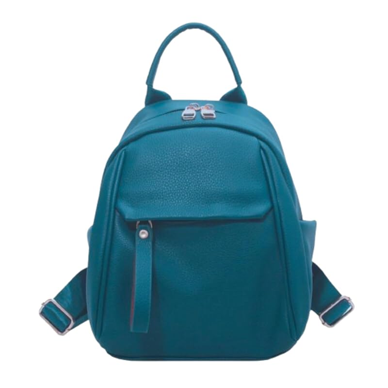 

[MYSKUFT] backpack ladies mini town backpack trip large capacity PU leather Smaller casual mom backpack bag business backpack woman bag (blue)