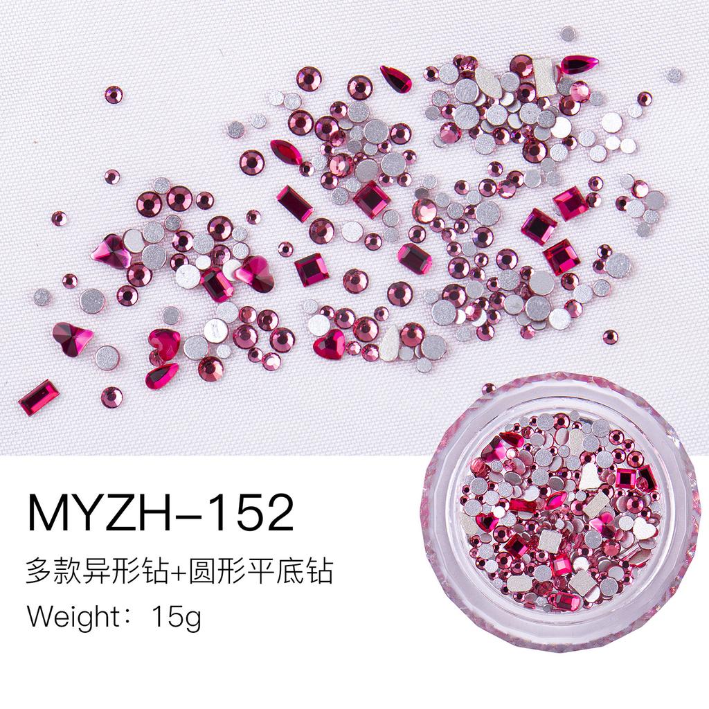 Mini Small Nail Art Mixed Warm Elf Aurora Flat Bottom Special-Shaped Diamond Diy Round Box