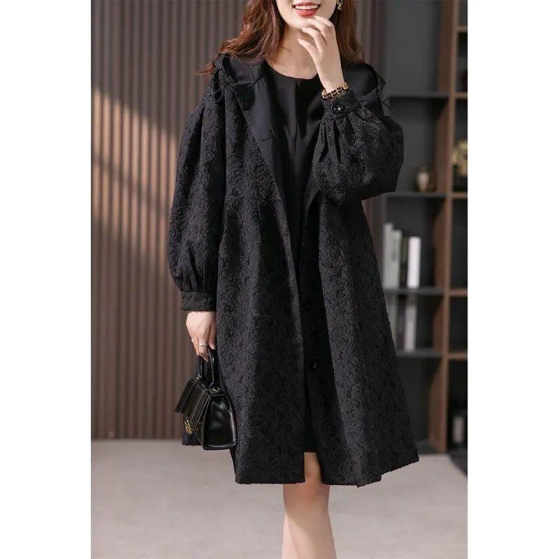 Giacca a vento lunga da donna Autunno e Inverno Nuova Versione Coreana Casual Stile Occidentale Giacca Larga