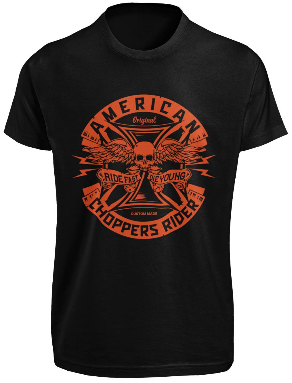 American Custom Chopper Motorcycle TShirt 100 Cotton ONeck Short Sleeve Summer Casual Mens Tshirt Streetwear S