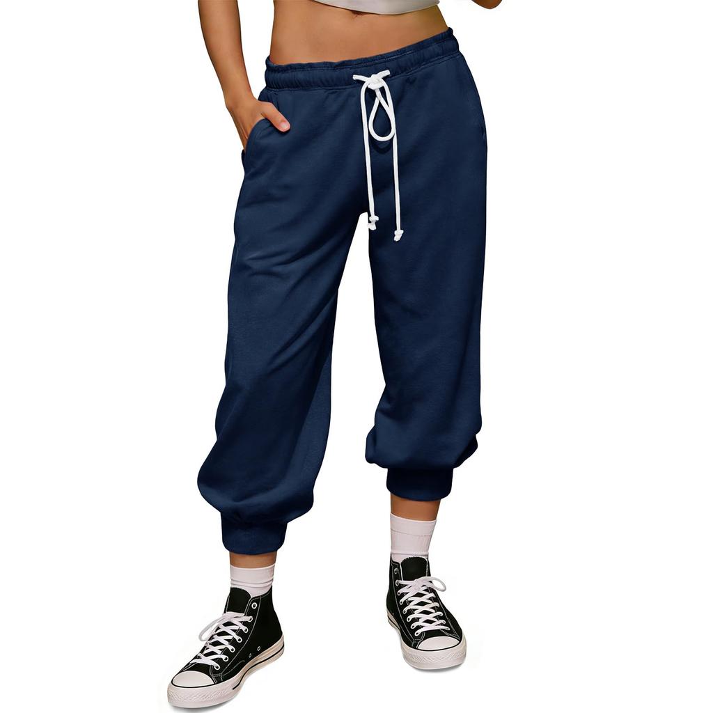 Damenhose Lässige Jogginghose Elastischer Bund Kordelzug Sportliche Jogginghose Mit Taschen