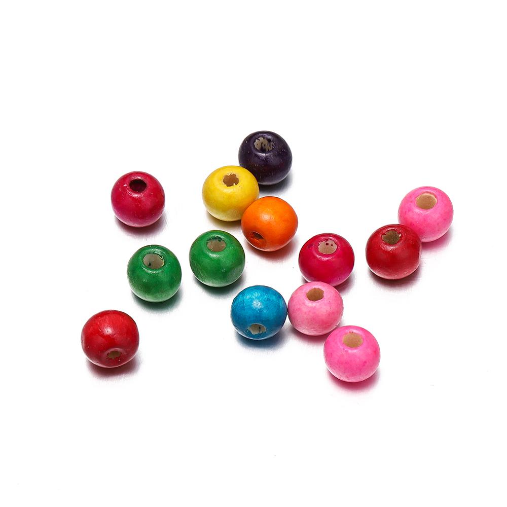 20-100Pcs 5.5-12mm Colorful Wooden Beads Spacer Loose Bead for DIY Bracelet Necklace Jewelry Making Supplies Accessories