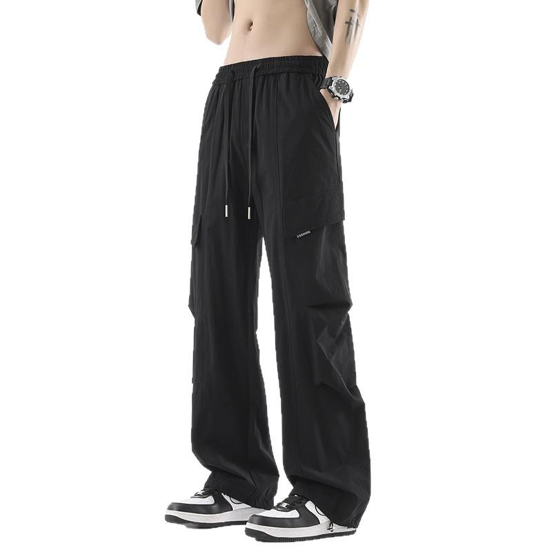 American trendy brand outdoor tooling paratrooper pants thin men's summer new loose casual straight ice silk trousers