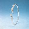 Sterling Silver 999 Jasmine Flower Openable Bangle Bracelet for Women - High-End, Fashionable, Niche Luxury Design.