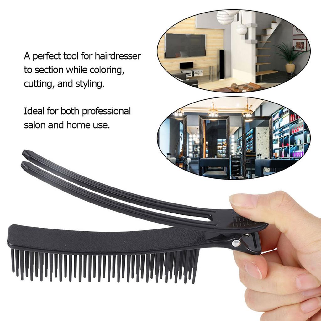 2Pcs Hair Styling Clip Salon Sectioning Hairpin Hairdressing Partition Clip Hairgrip Tool Black