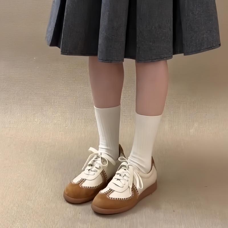 Fashion German Trainning Shoes 2025 New Autumn Casual Sneakers Round Toe Thick Heel Platform Shoes Lace Up Soft Slip On Women Sneakers