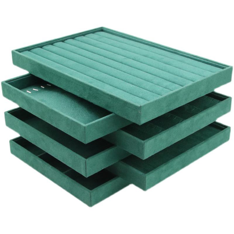 Velvet Dark Green Jewelry Display Tray for Rings, Necklaces, and Earrings