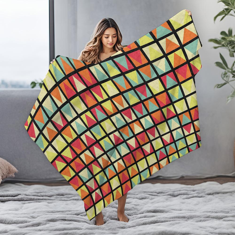 Geometric Pattern Blanket Sofa Bed Throw Soft Fleece Bedspread Decorative Throw Blanket for Living Room Bedroom