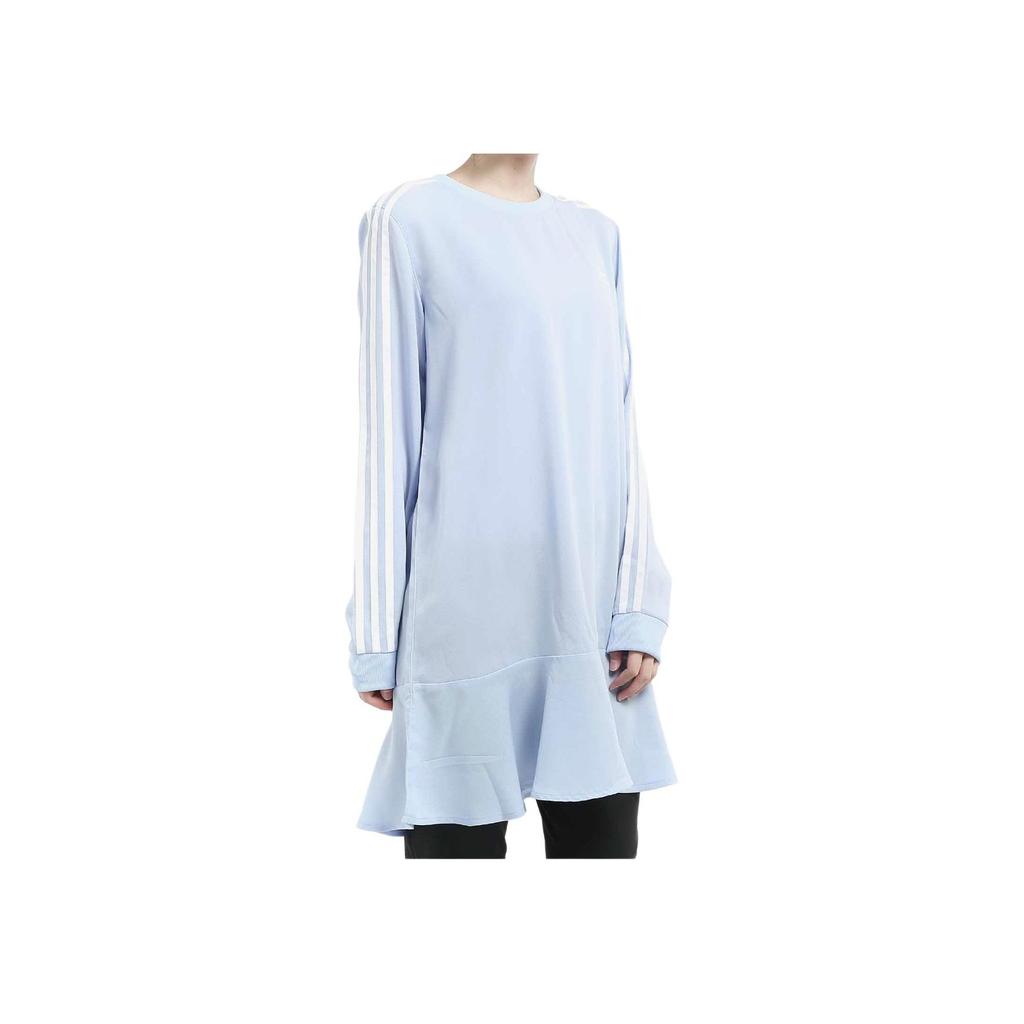 adidas Originals Simple Casual Versatile Long Sleeve Dress Women Dresses Blue DV0855
