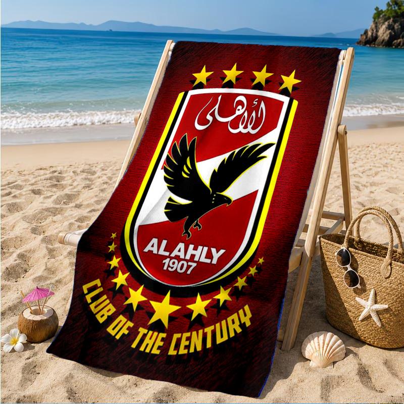 Ahly Football club Printed Microfiber Beach Towel, Soft And Absorbent, Quick-Dry, Ideal for Summer Travel, Beach Essential, Swimming Pool