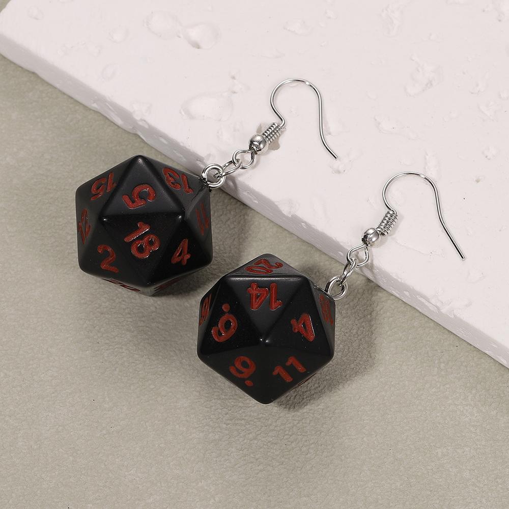 New Fashion Different Digital Acrylic Dice Earrings Personalized Game Props Multi functional Digital Dice Earrings Ear Hook