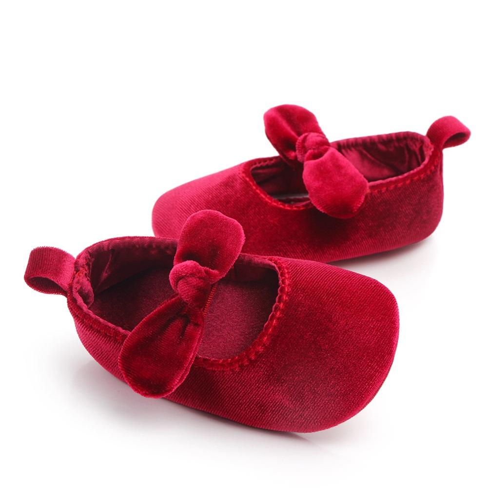 Toddler Kids Sweet Solid Newborn Walking Soft Shoes Bow Ribbon First Walkers Headwear Party Girls