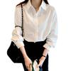 Uniform Shirt Basic Long-Sleeved White Shirt for Women New Versatile Basic Style Workwear Inner Wear Retro Shirt for Women