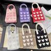 Liebe Damen Mini-Schultertasche Mini-Strickhandtasche Tragetasche Gestrickte Umhängetasche Damen Dame Mädchen