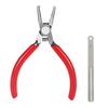 Compact Guitar Fret Removal Tool 4.7 Inch Flat Jaw Metal Pliers with Red Grip Handles for Refret Repair Tasks Use