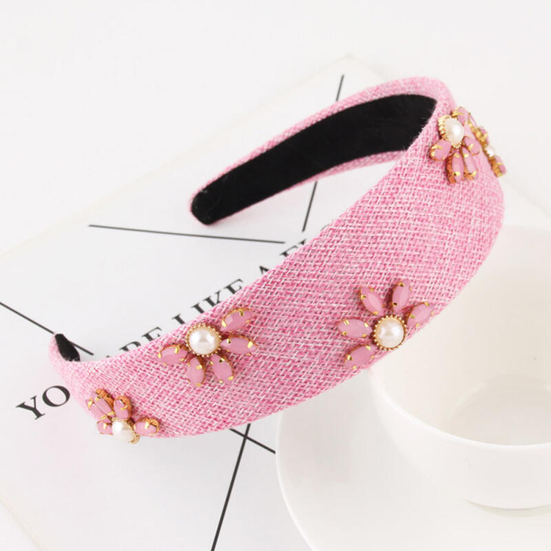 Lanre Florales Breites Perlen-Haarband mit Juwelen
