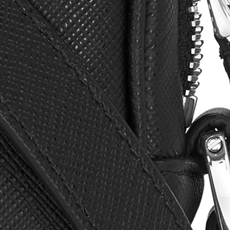 Montblanc Logo Zip Closure Leather Messenger Bag Men Shoulder Bag Black MB198165