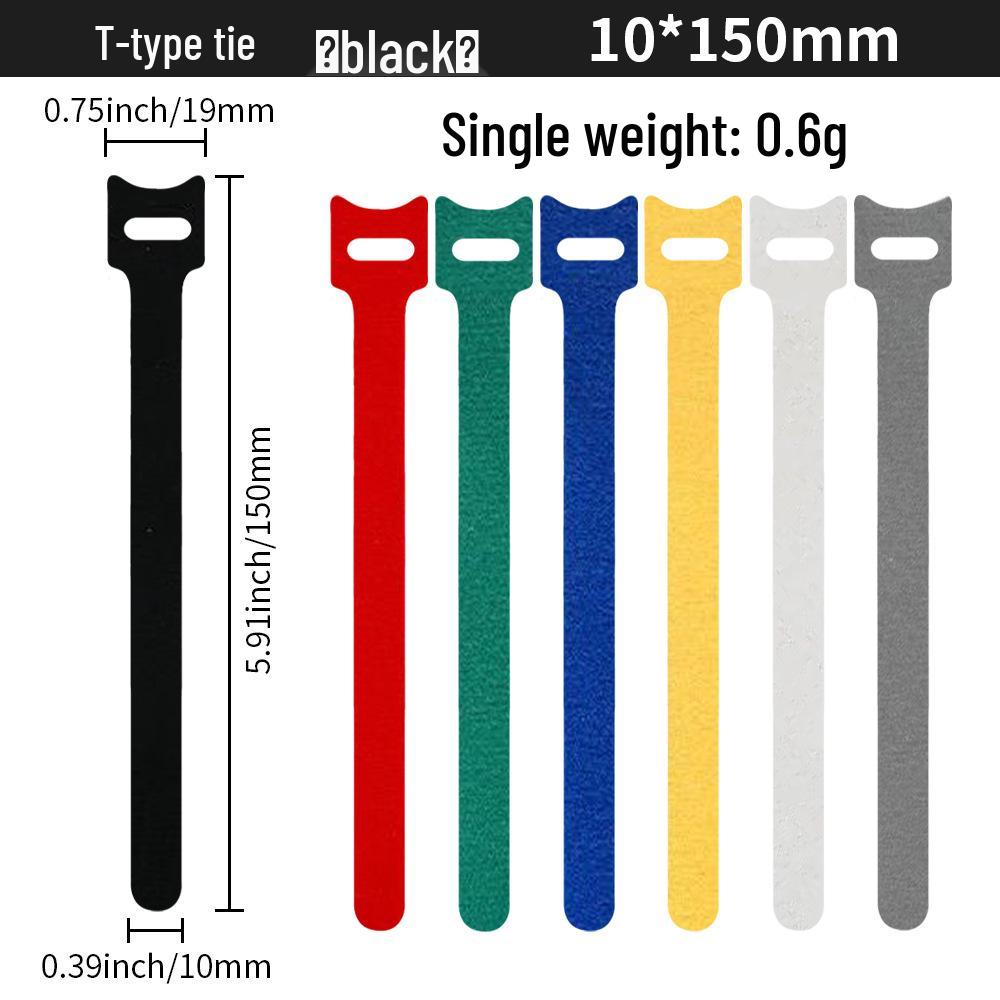 T-Type Magic Tape Cable Ties for Earphones, Data Cables, Organizers, and Network Cables with Back-to-Back Adhesive Straps.