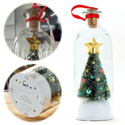 Recordable Christmas Tree Message In a Bottle with Playback Cork Snowy Scene In Nostalgic Bottle Voice Message Bottle Ornament