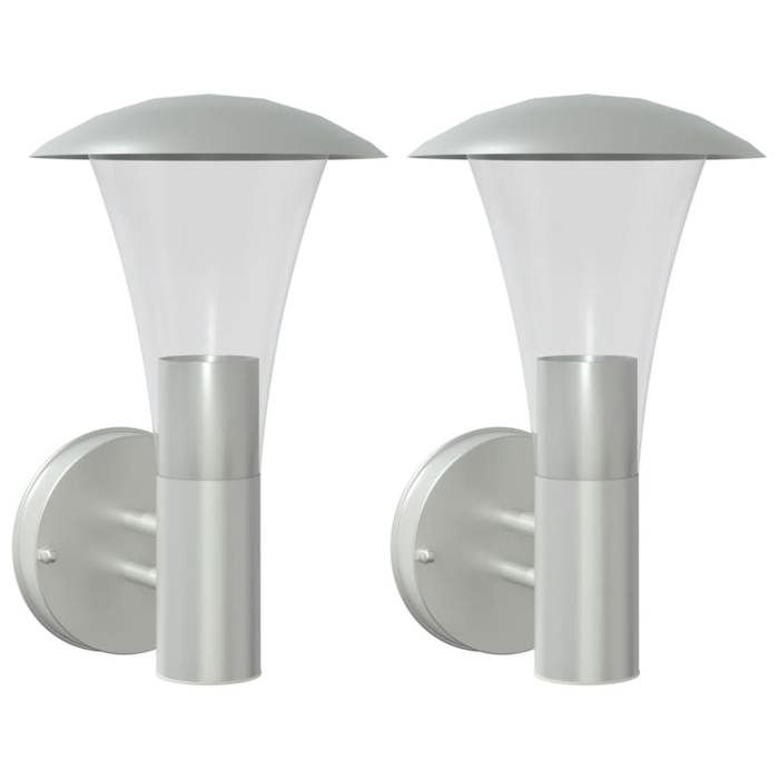 VidaXL Appliques murales d'extérieur 2pcs argenté acier inoxydable, éclairage mural d'extérieur, lampe murale de jardin, 4006237
