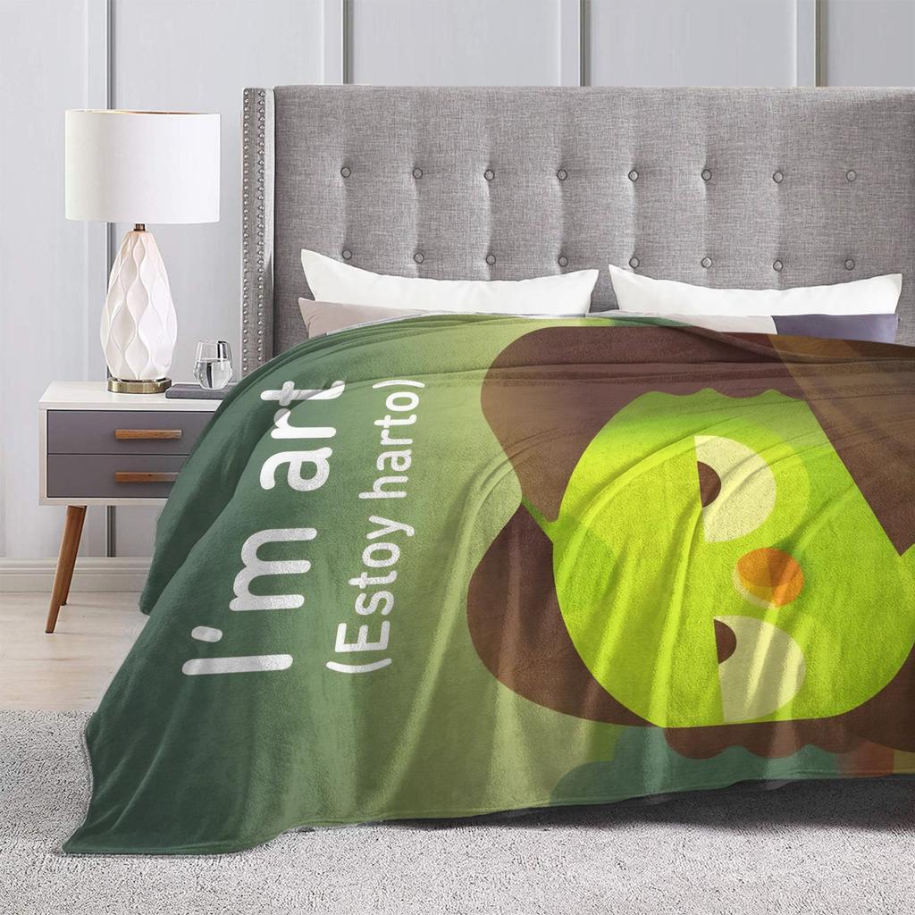 Duolingos Owl Duo Blankets Camping Flannel Throw Blanket For Couch Chair Sofa Bed Warm Soft Custom Quality Bedspread Gift Idea
