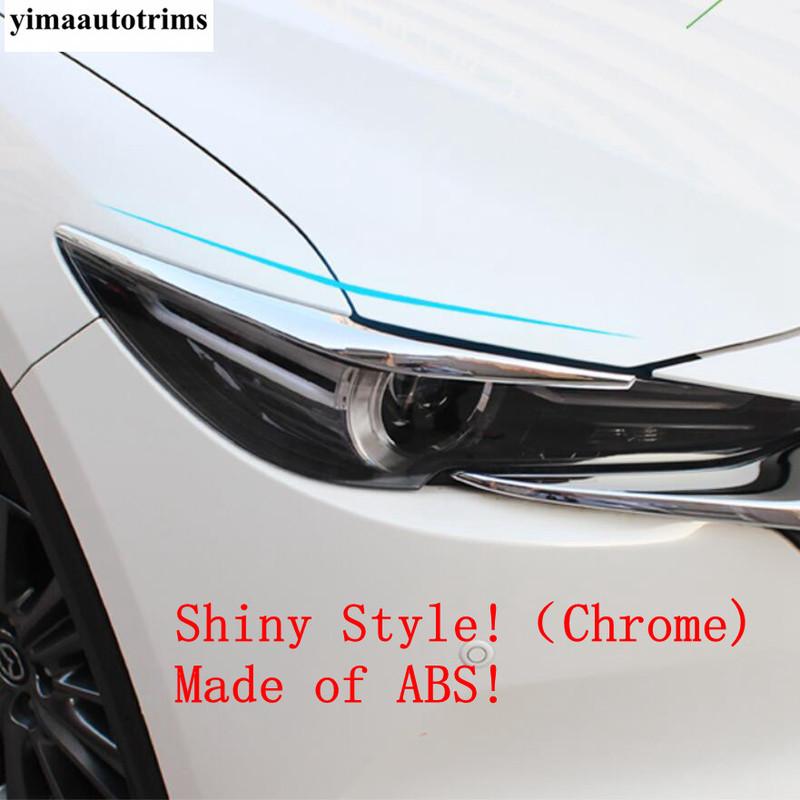 Front Head Light Eyebrow Strip / Rear Lamp Eyelid Decoration Cover Trim Carbon Fiber Accessories For Mazda CX-5 CX5 2017 -
