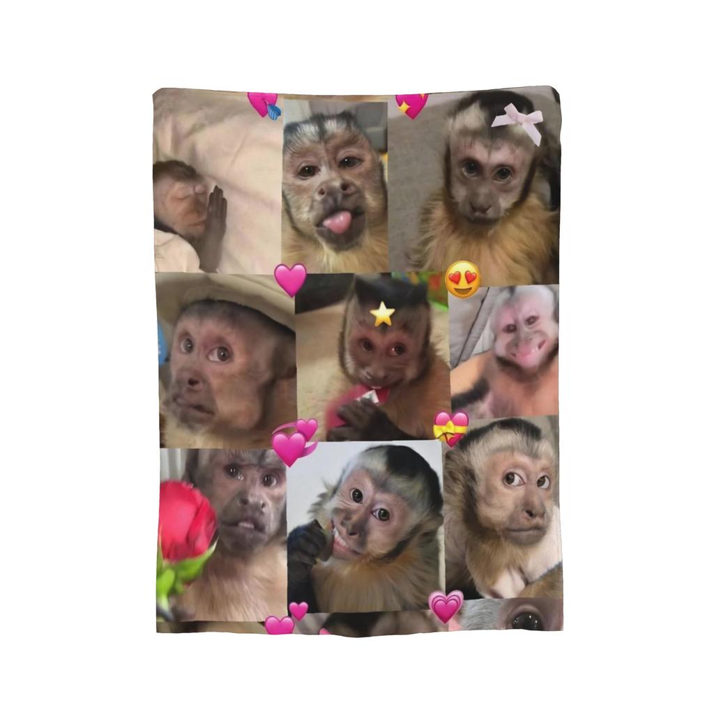 Monkey Face Funny Meme Blanket Multiple Sizes Soft Fuzzy Plush Throw Blankets for Sofa Couch and Bed