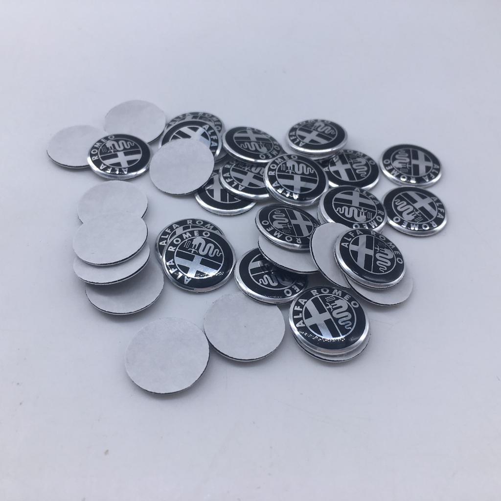 BQVLT1 2pcs11mm 14mm 15mm ForAlfa Romeo 159 147 156 Giulietta GT Aluminium Car Key Emblem StickersMito Brera Giulia F1 Stelvio Volante
