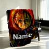 Custom Name Personalized Bride of Chucky Print Blanket, Home Decor, Bedroom, Sofa, Camping, Couch, Gifts for Birthday Christmas