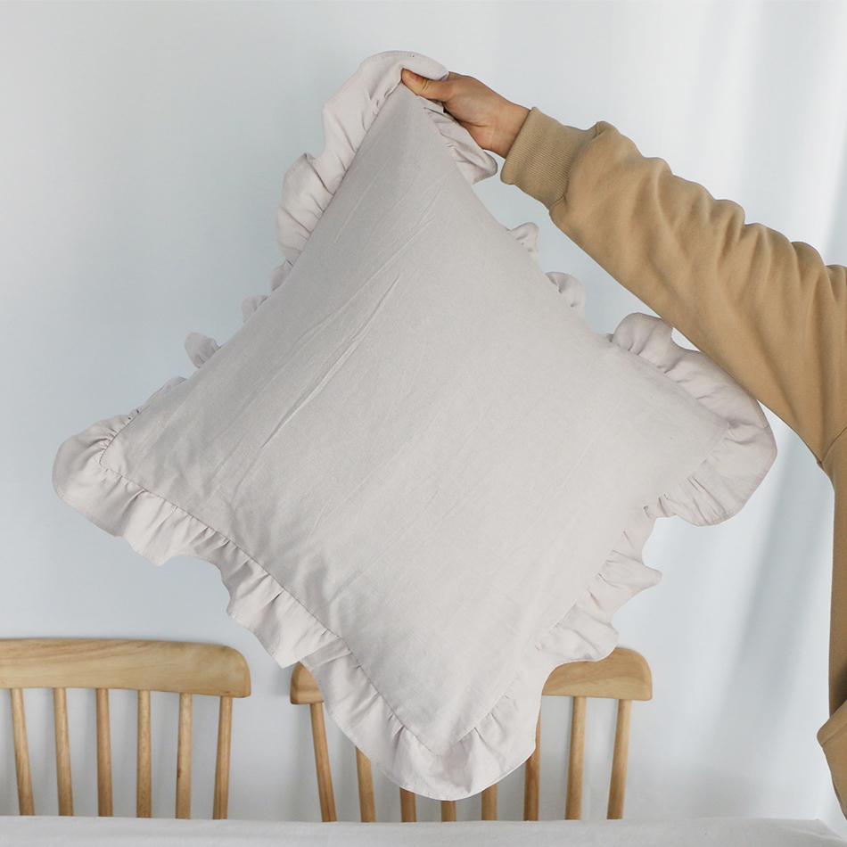 

2шт французский волан хлопковый наволочка, мягкий удобный однотонный чехол для диванной подушки с оборками, наволочка для украшения дивана 30x50cm светло-серый